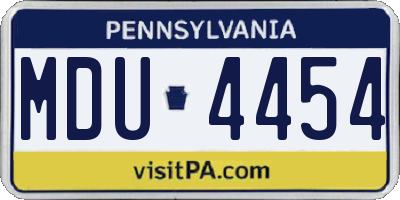 PA license plate MDU4454