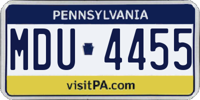 PA license plate MDU4455