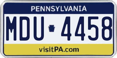 PA license plate MDU4458