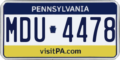 PA license plate MDU4478