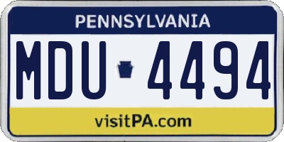 PA license plate MDU4494