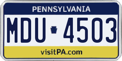PA license plate MDU4503