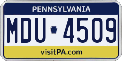 PA license plate MDU4509