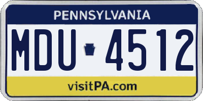 PA license plate MDU4512