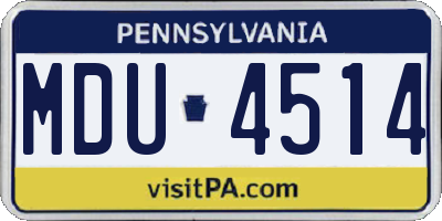 PA license plate MDU4514