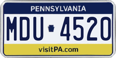 PA license plate MDU4520