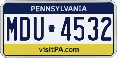 PA license plate MDU4532