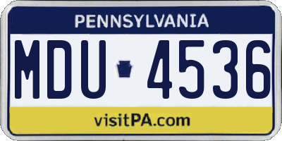 PA license plate MDU4536