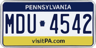 PA license plate MDU4542