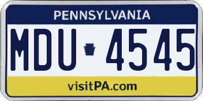 PA license plate MDU4545