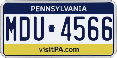 PA license plate MDU4566