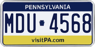 PA license plate MDU4568