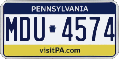 PA license plate MDU4574