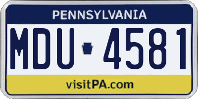 PA license plate MDU4581