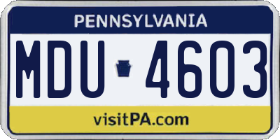 PA license plate MDU4603