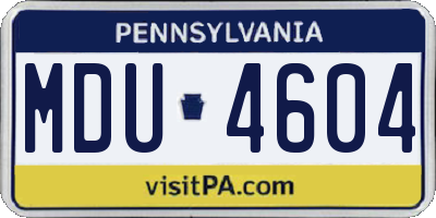 PA license plate MDU4604