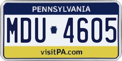 PA license plate MDU4605