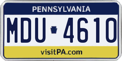 PA license plate MDU4610
