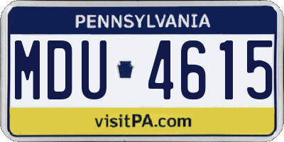 PA license plate MDU4615