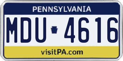 PA license plate MDU4616