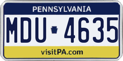 PA license plate MDU4635