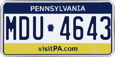 PA license plate MDU4643