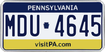 PA license plate MDU4645
