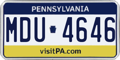 PA license plate MDU4646
