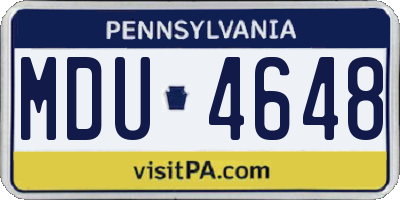 PA license plate MDU4648
