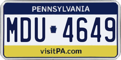 PA license plate MDU4649
