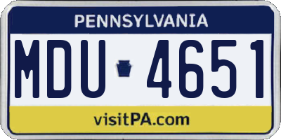 PA license plate MDU4651