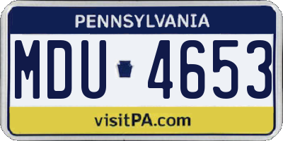 PA license plate MDU4653