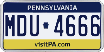 PA license plate MDU4666