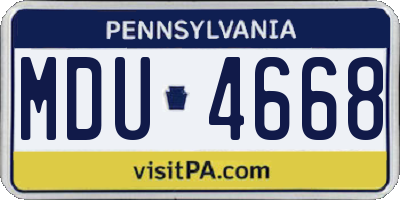 PA license plate MDU4668