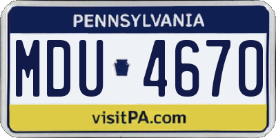 PA license plate MDU4670