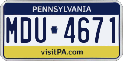 PA license plate MDU4671