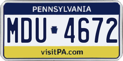 PA license plate MDU4672