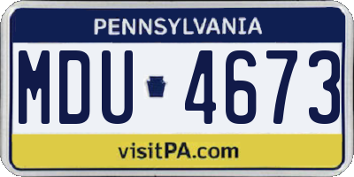 PA license plate MDU4673