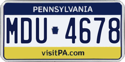 PA license plate MDU4678