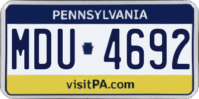 PA license plate MDU4692