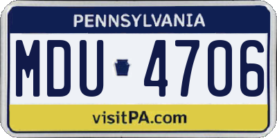 PA license plate MDU4706
