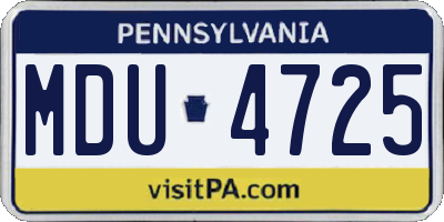 PA license plate MDU4725