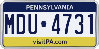PA license plate MDU4731