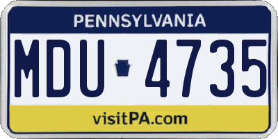 PA license plate MDU4735