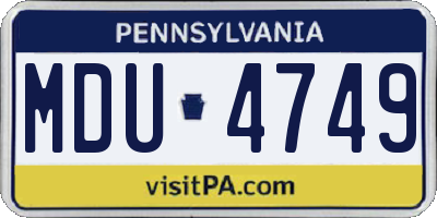 PA license plate MDU4749