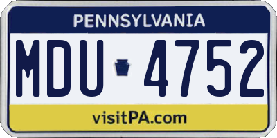 PA license plate MDU4752