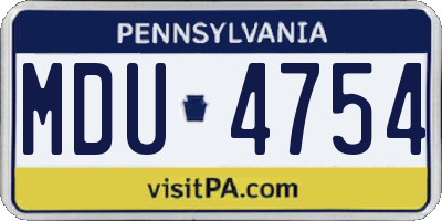 PA license plate MDU4754
