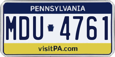 PA license plate MDU4761
