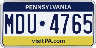 PA license plate MDU4765