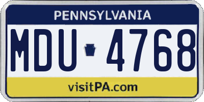 PA license plate MDU4768